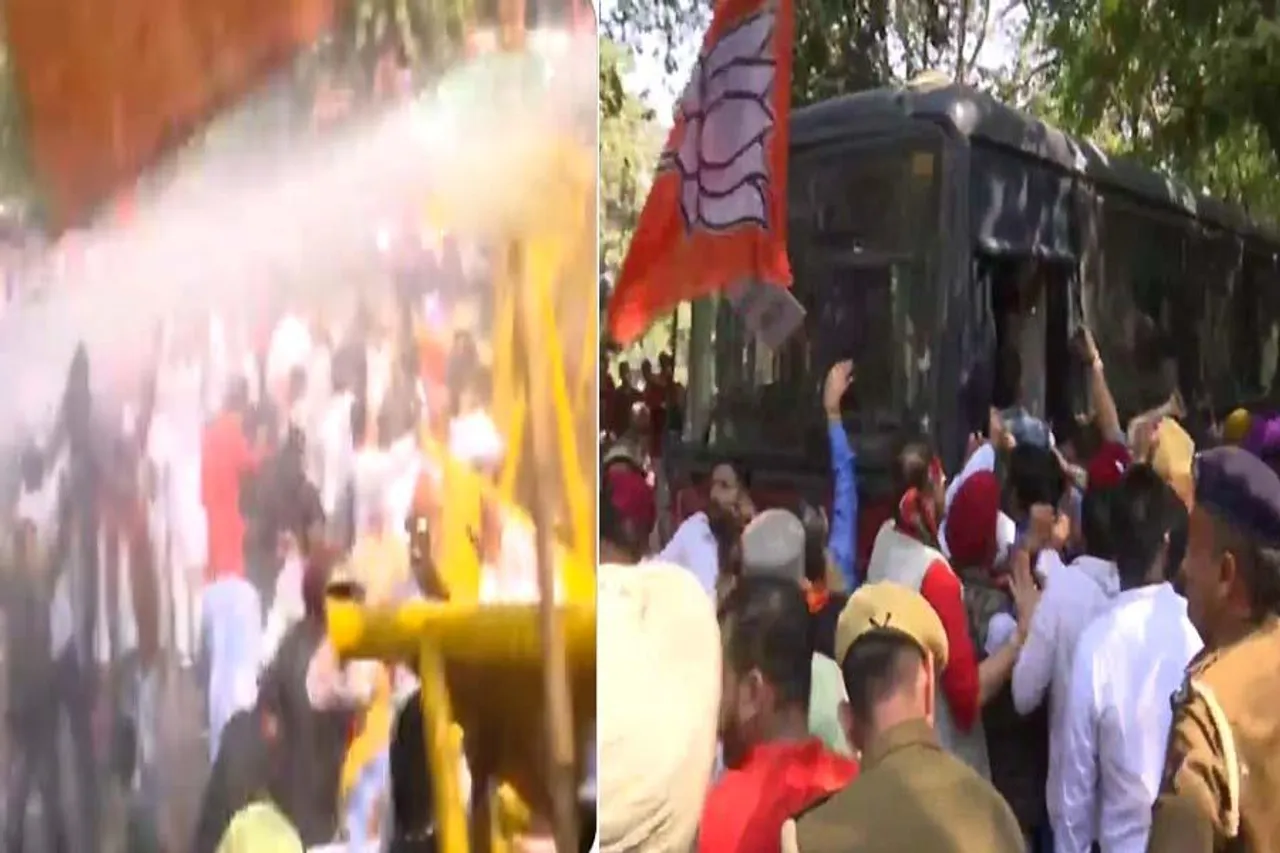 রাজ্য সরকারের বিরুদ্ধে বিক্ষোভ বিজেপির, জল কামানের ব্যবহার পুলিশের