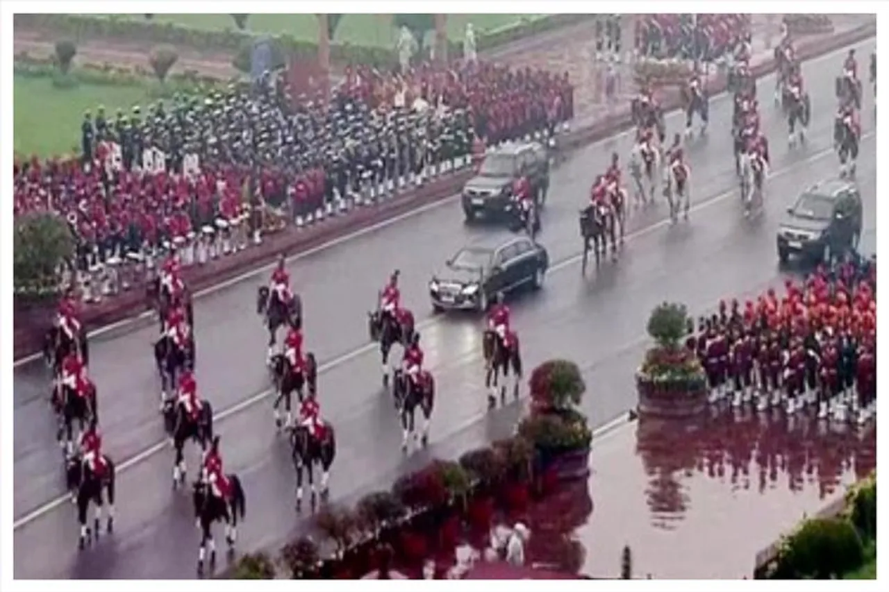 Beating the Retreat: Steady troops in the rain-stricken capital