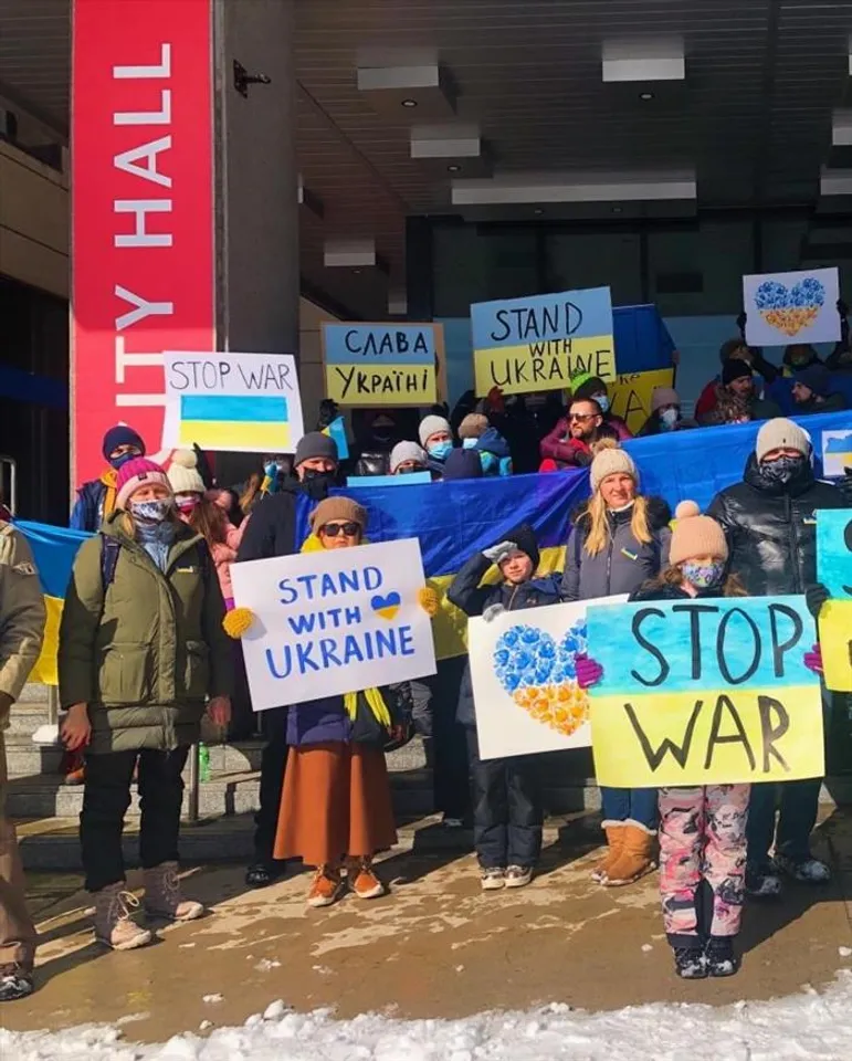 DEMONSTRATION IN SOLIDARITY With UKRAINE Held Across CANADA On Sunday