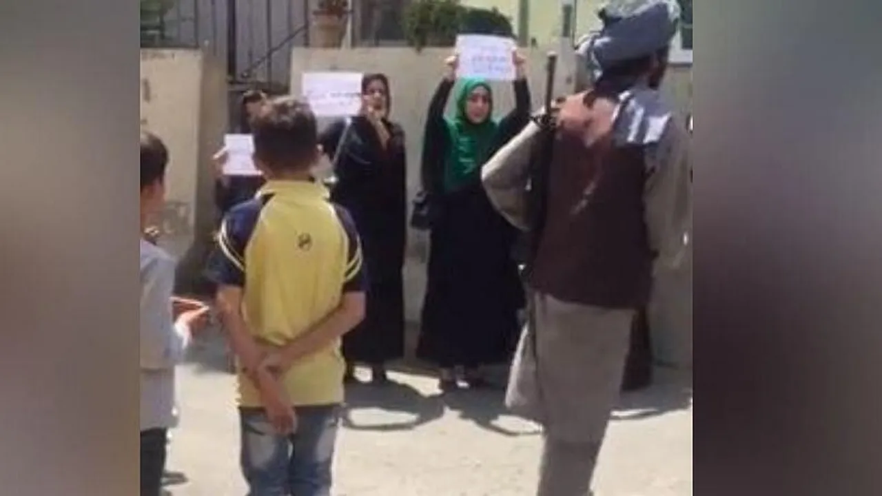Afghan women hold street protest demanding Equal rights, Taliban watched