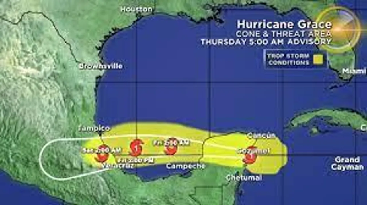 ​An intensifying Hurricane Grace makes landfall in Mexico's Yucatan Peninsula