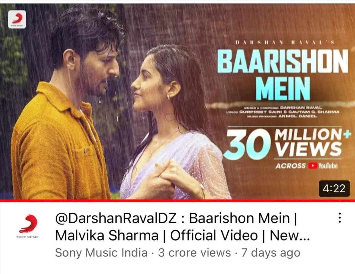 Baarishon Mein hit 30 million