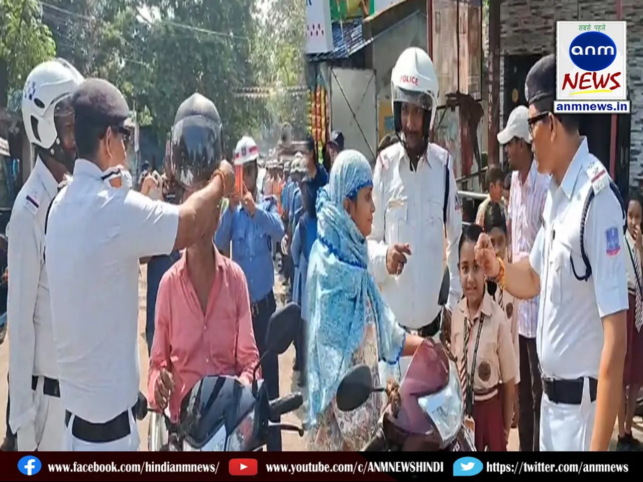 Helmet distribution during awareness programme by Kulti Traffic