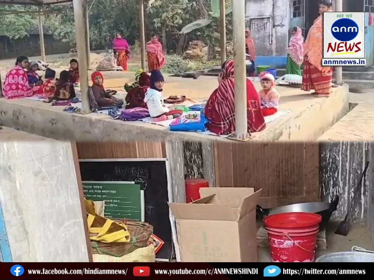 ICDS centre items in the bathroom and Classes take place at market stalls