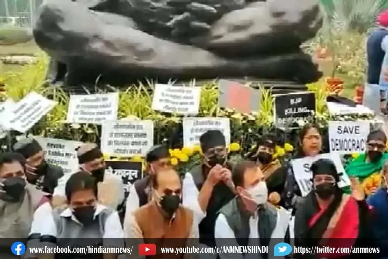 विपक्षी नेताओं के प्रदर्शन में शामिल हुए राहुल गांधी