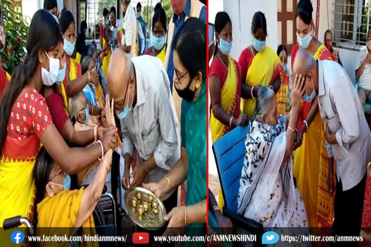 वृद्धाश्रम की परंपरा के अनुसार आज भईया दुज कार्यक्रम का आयोजन
