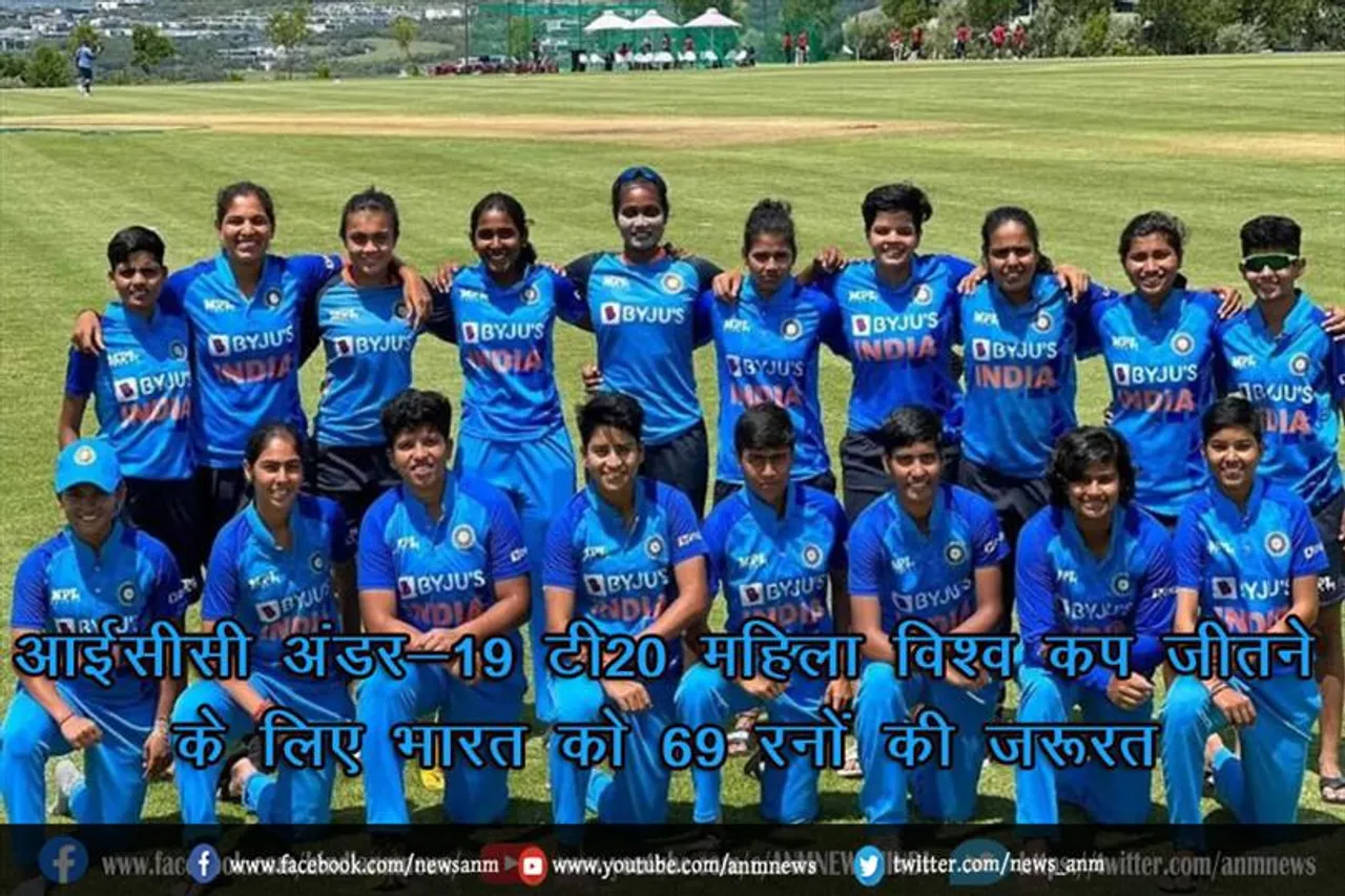 आईसीसी अंडर-19 टी20 महिला विश्व कप जीतने के लिएभारत को 69 रनों की जरूरत