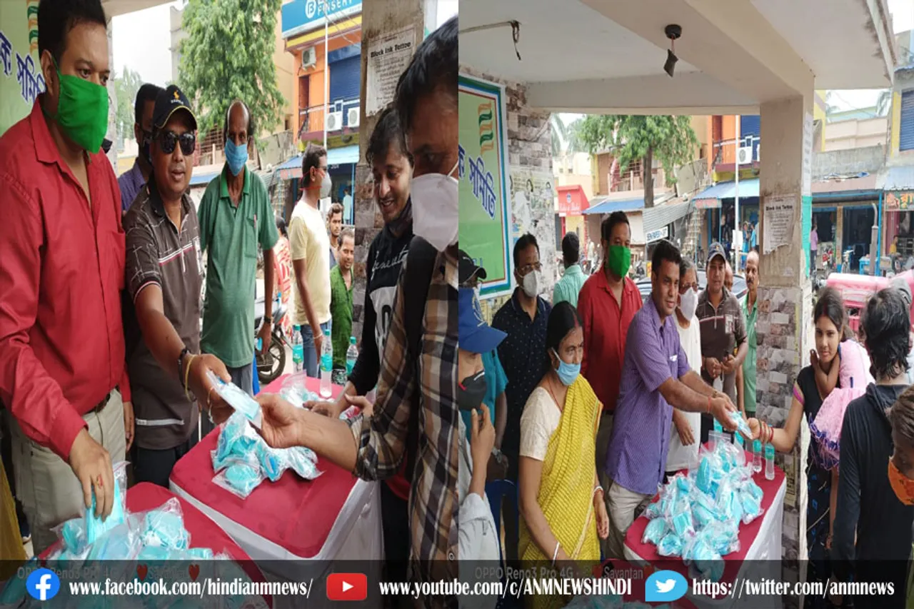 तृणमूल प्राथमिक शिक्षक संघ ने मास्क और सेनेटाइजर का किया वितरण