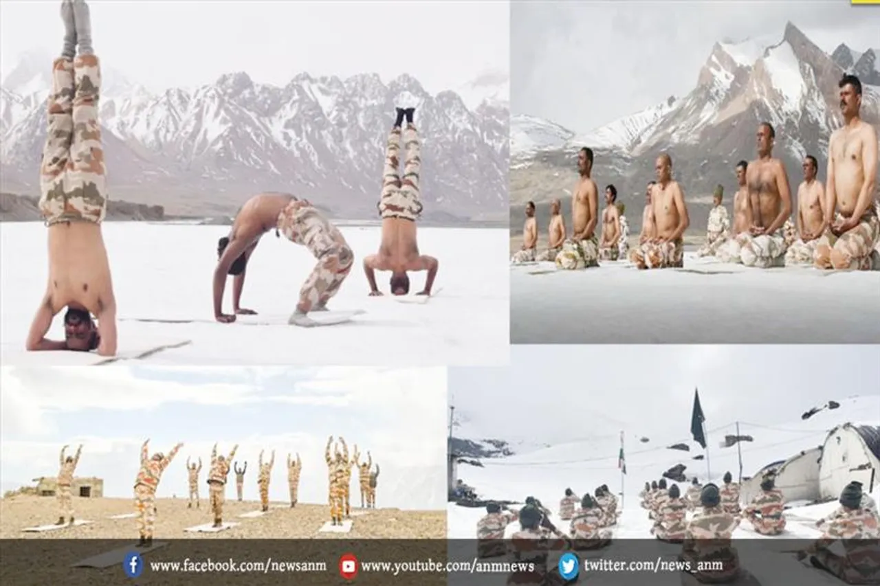 सैनिकों ने 17,000 फीट पर किया योग