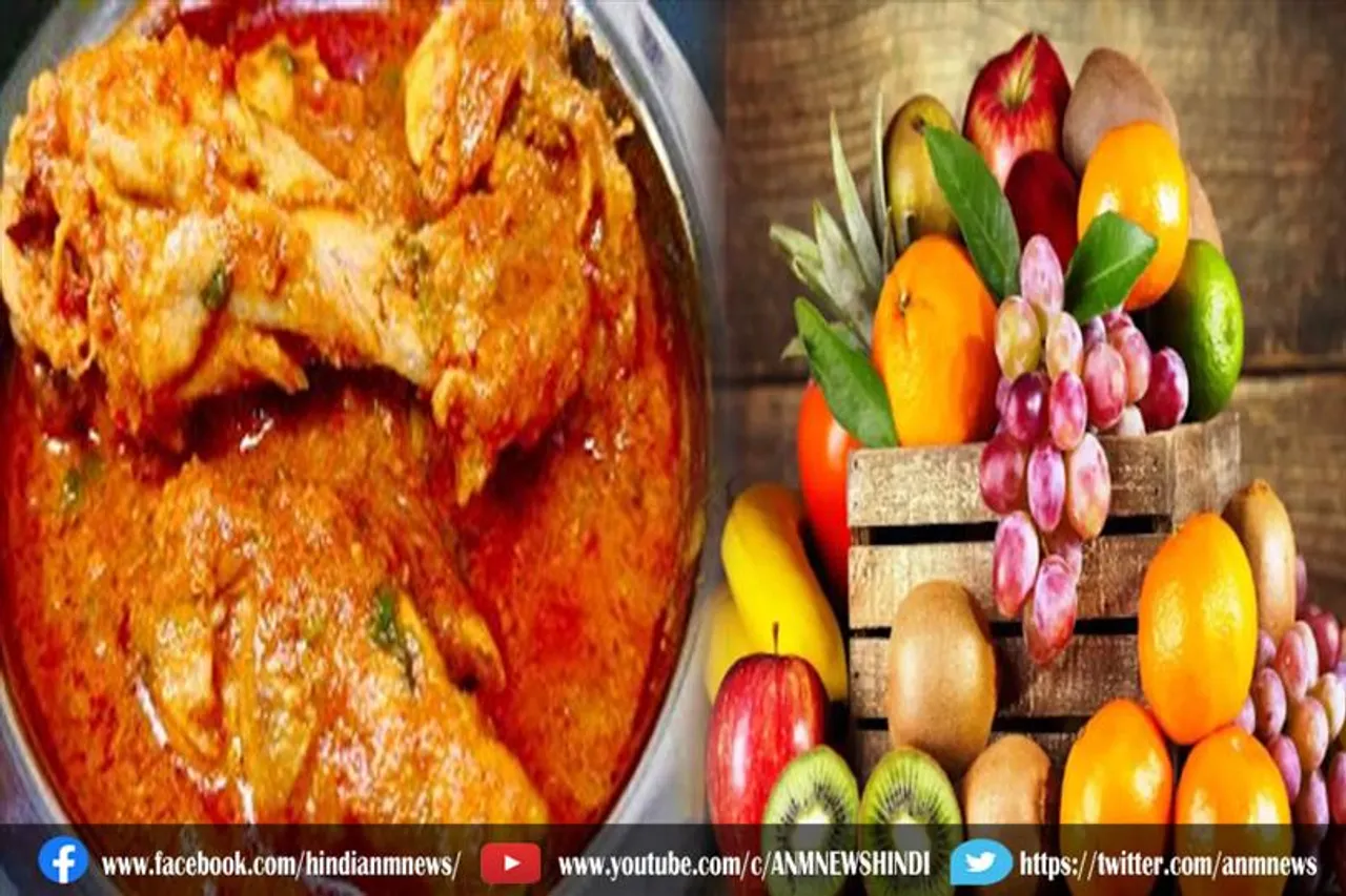 मिड-डे मील में चिकन करी और मौसमी फल