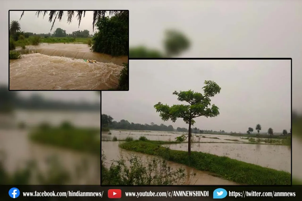 भारी बारिश के कारण जलमग्न कृषि योग्य भूमि, किसानों को भारी नुकसान