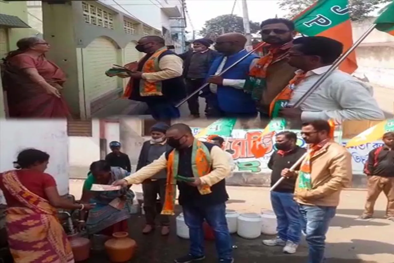 भाजपा उम्मीदवार ने डोर टू डोर किया चुनाव प्रचार