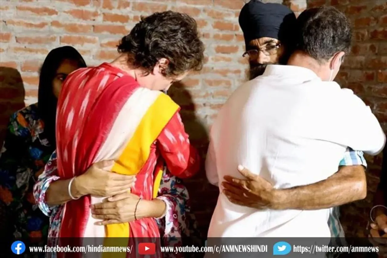 मृतक लवप्रीत और पत्रकार के परिजनों से मिले राहुल-प्रियंका