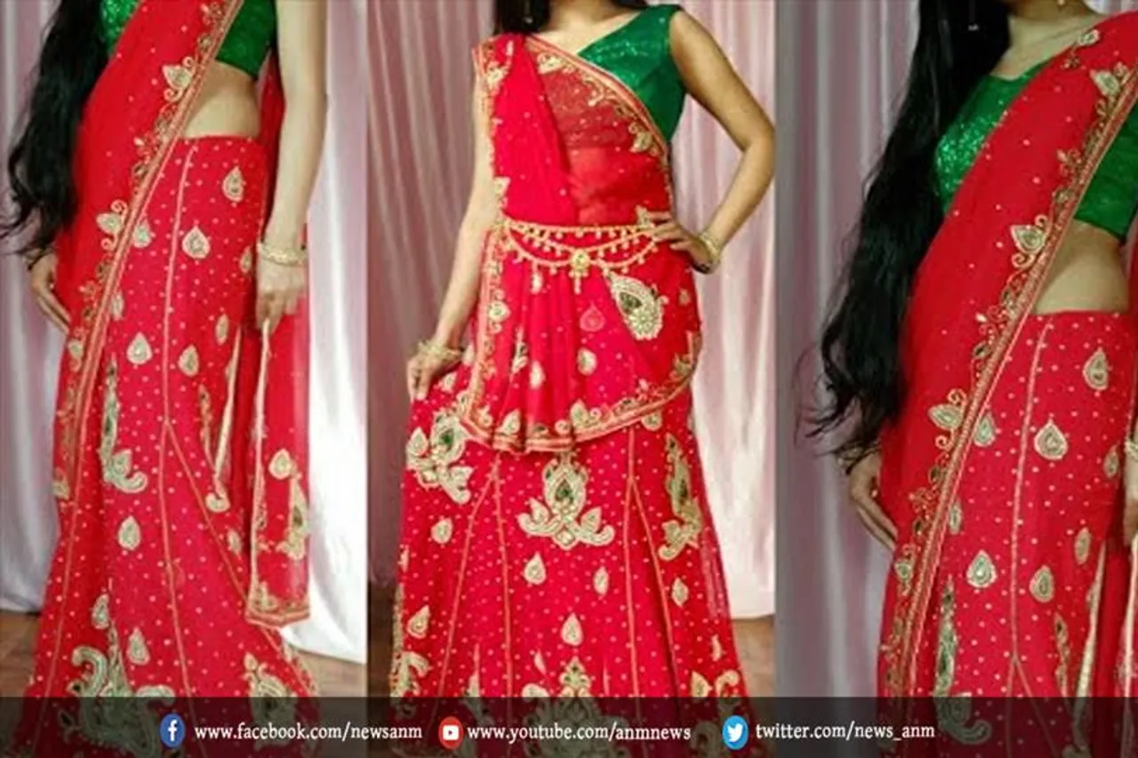 शादियों का मौसम में साड़ी को लहंगे की तरह पहने