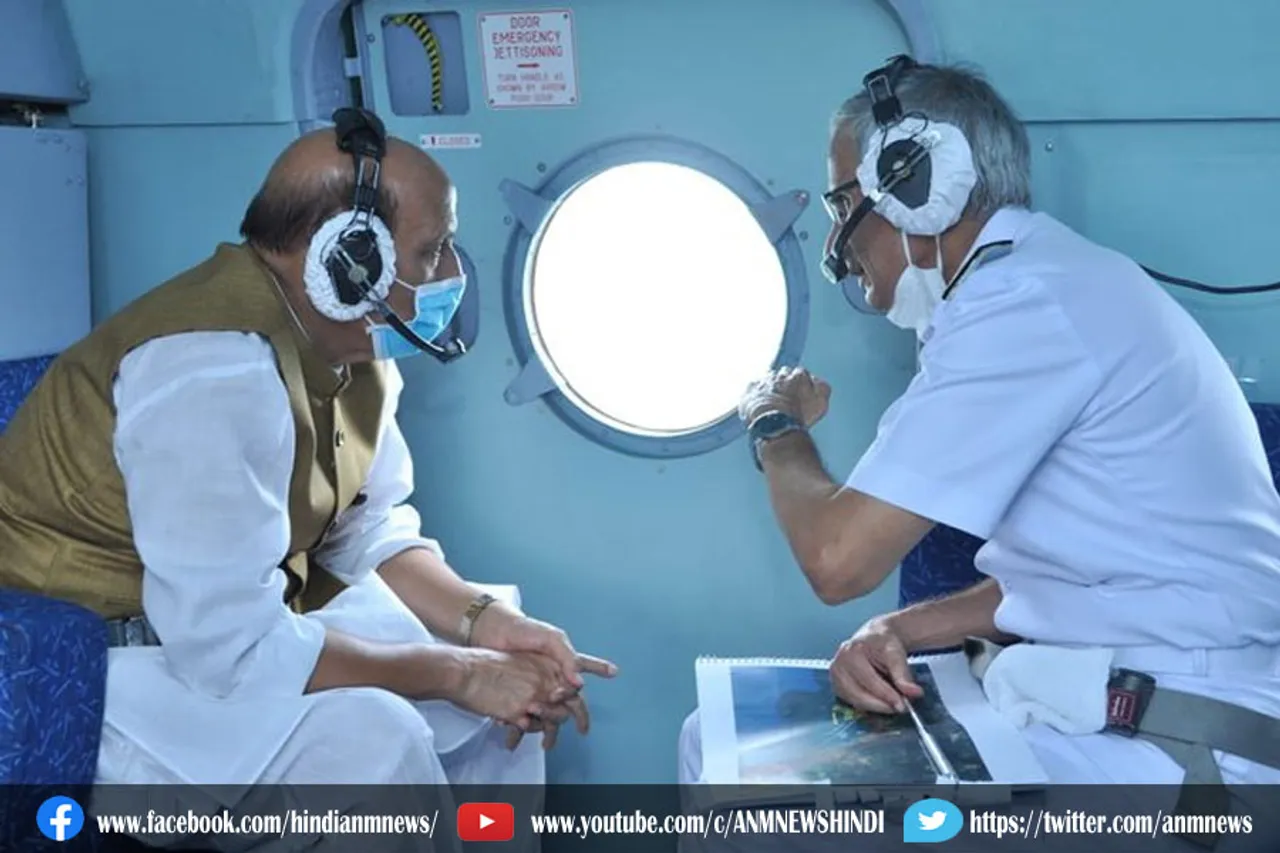 राजनाथ सिंह ने किया भारतीय नौसेना के प्रोजेक्ट का हवाई सर्वेक्षण