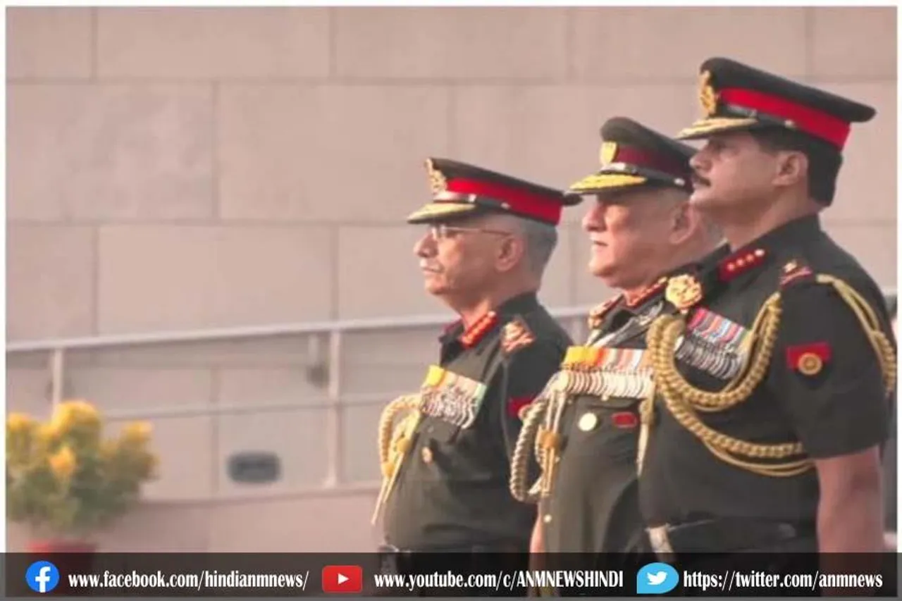 सेना प्रमुख और बिपिन रावत पहुंचे नेशनल वॉर मेमोरियल, शहीदों को दी श्रद्धांजली