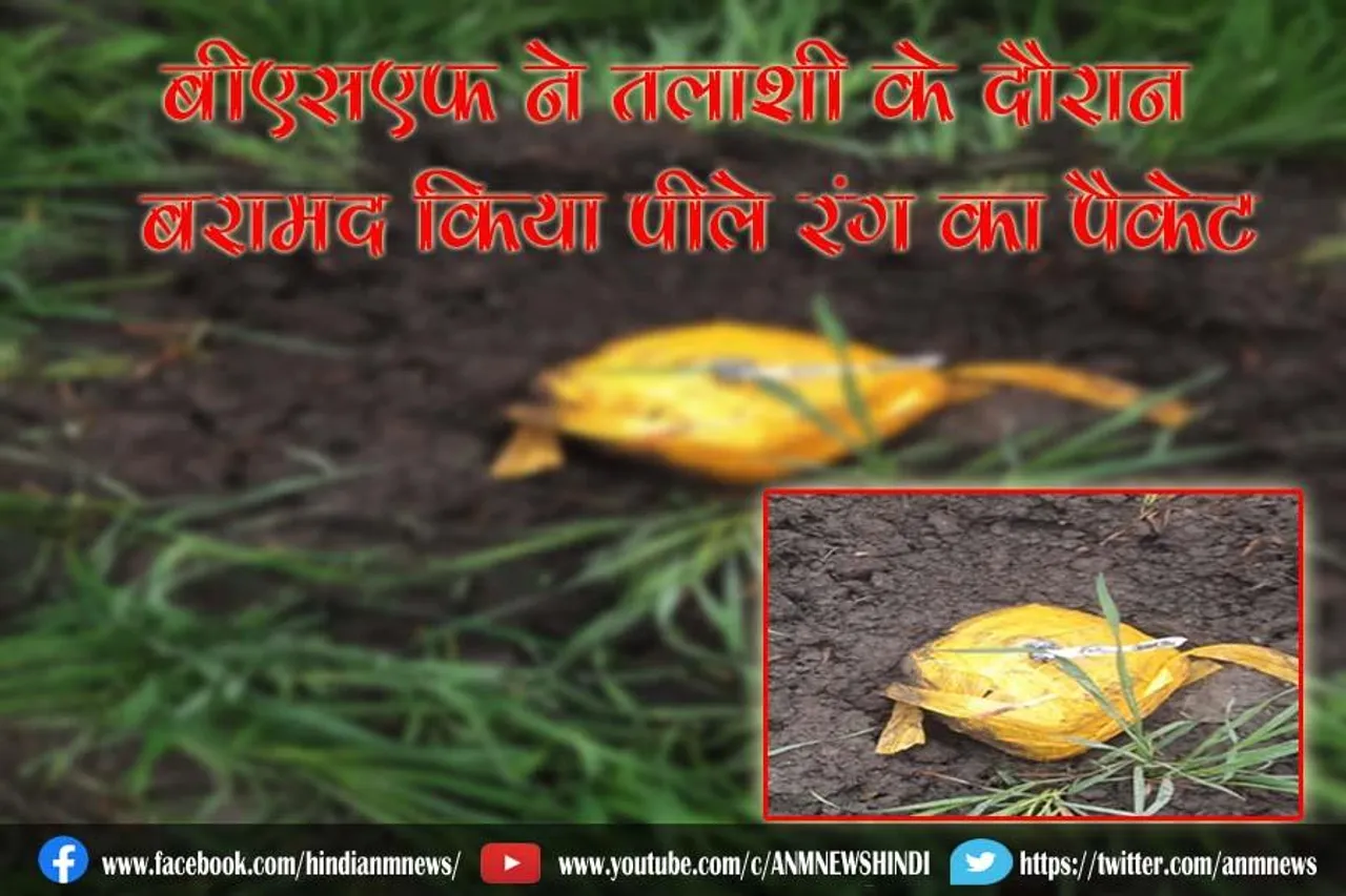बीएसएफ ने तलाशी के दौरान बरामद किया पीले रंग का पैकेट