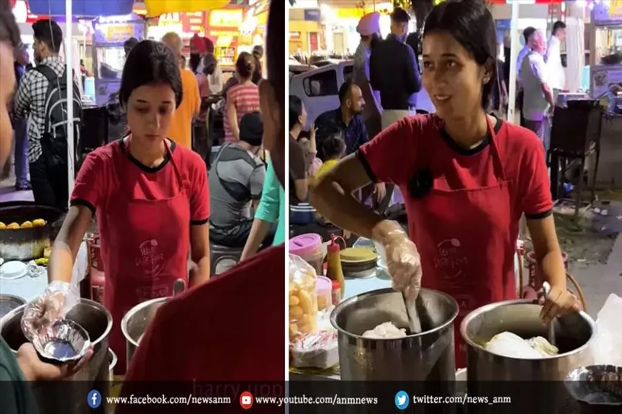 गोलगप्पे बेच रही है लड़की