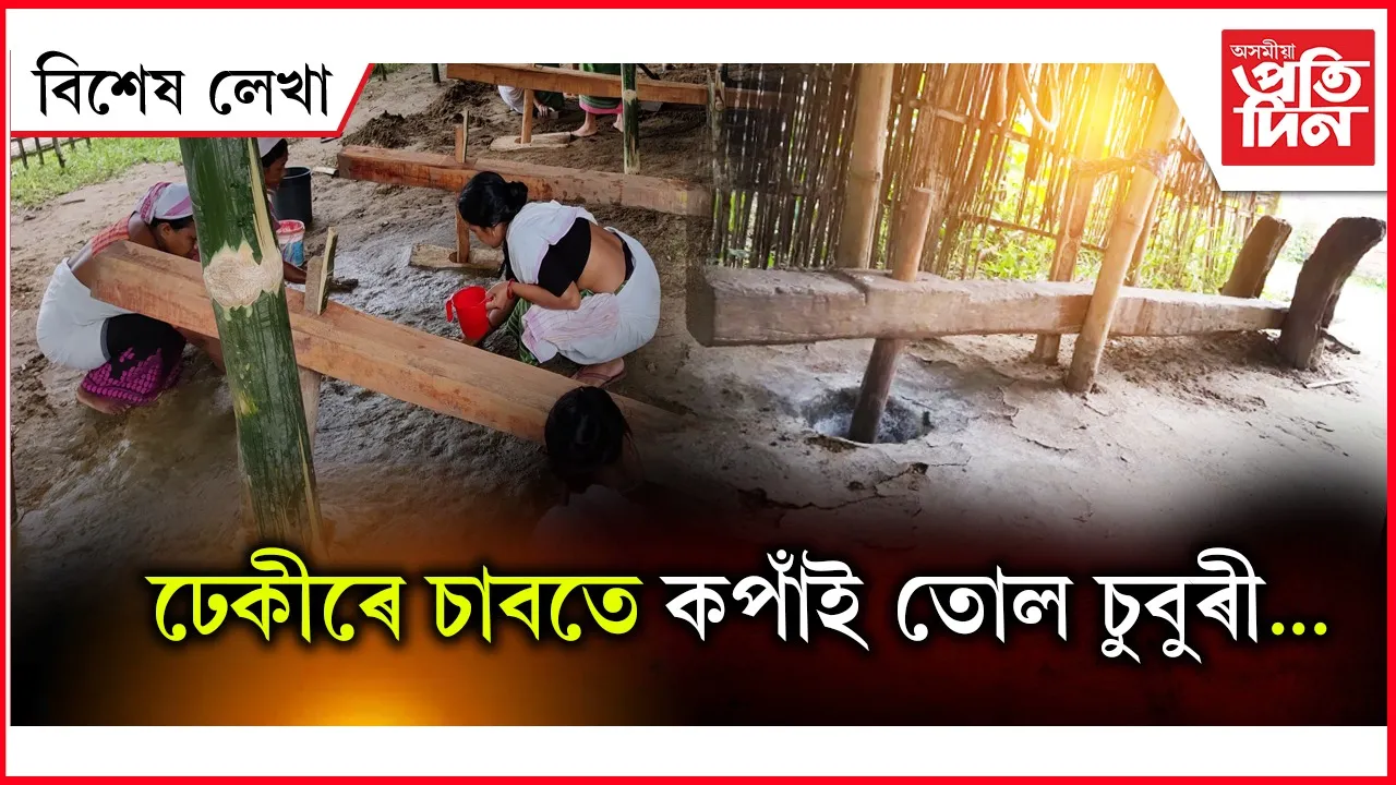 ঢেকীৰে চাবতে কপাঁই তোল চুবুৰী...