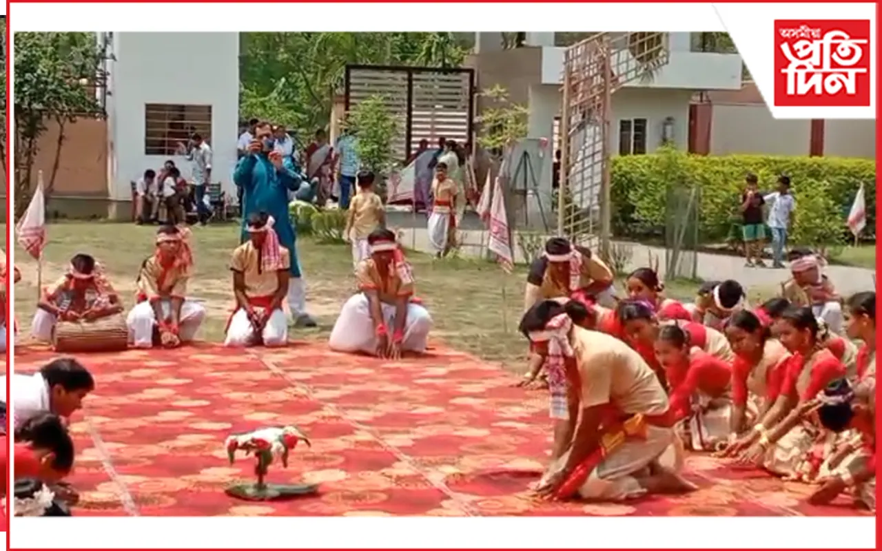 গোলাঘাটৰ গুৰুকুল গ্লৱেল একাডেমিত ৰঙালী বিহুৰ কাৰ্যসূচী উদযাপন