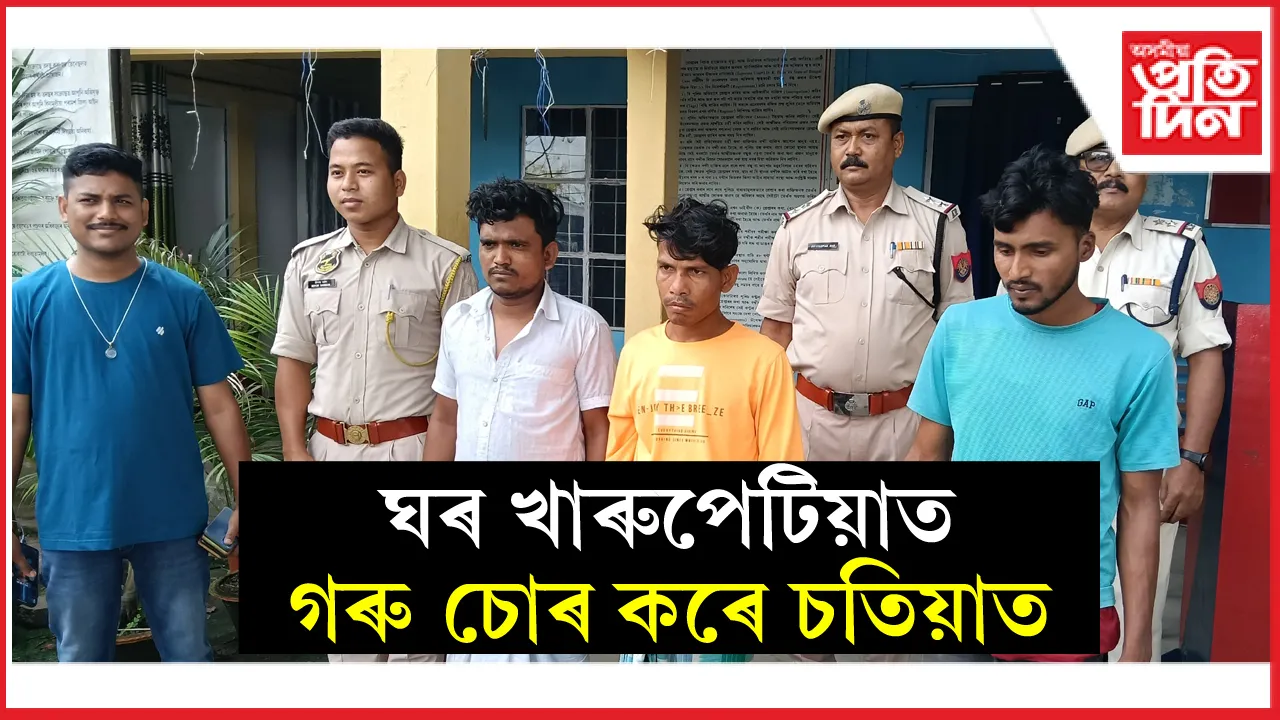চতিয়াত চোৰা কৰা দৰঙৰ তিনি গৰু চোৰক গ্ৰেপ্তাৰঃ আন্তঃৰাষ্ট্ৰীয় চোৰাং সৰবৰাহকাৰীৰে আছে সম্পৰ্ক