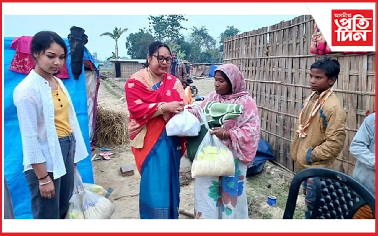 পাভৰ উচ্ছেদিত দুৰ্ভগীয়া পৰিয়াললৈ সাহায্য প্ৰদান জনহিতৈষী ধৰ্মকান্ত গগৈৰ