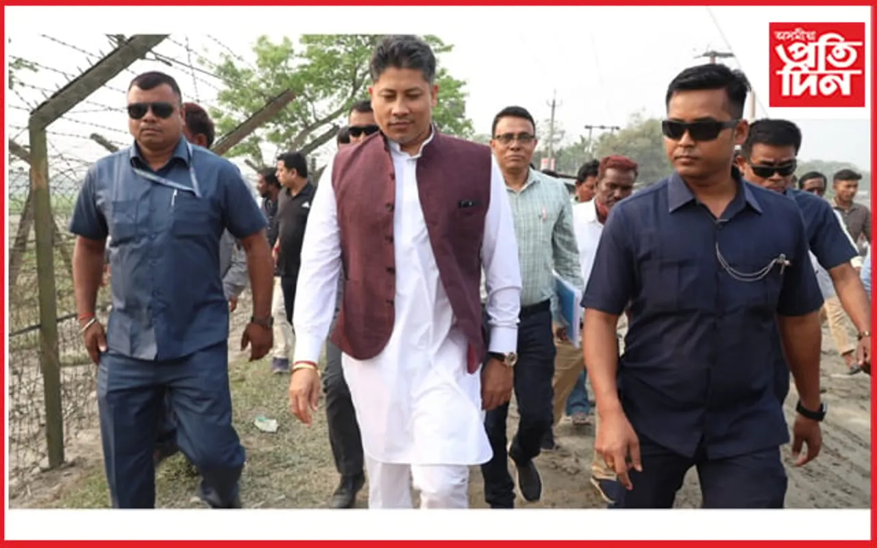 ধুবুৰীৰ ভাৰত-বাংলাদেশ সীমান্ত অঞ্চলত জলসম্পদ মন্ত্ৰী পীযুষ হাজৰীকা
