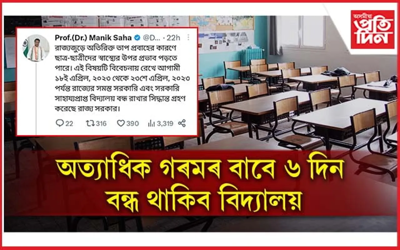 অস্বাভাৱিক গৰমঃ আগন্তুক ৬ দিন বিদ্যালয় বন্ধ...