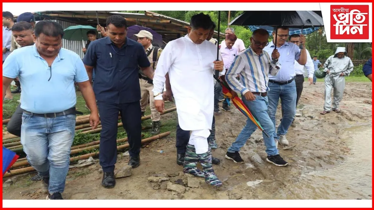 কাছাৰৰ বেঠুকান্দিত জলসম্পদ মন্ত্ৰী, বুজ ল'লে নিৰ্মীয়মাণ কামৰ...