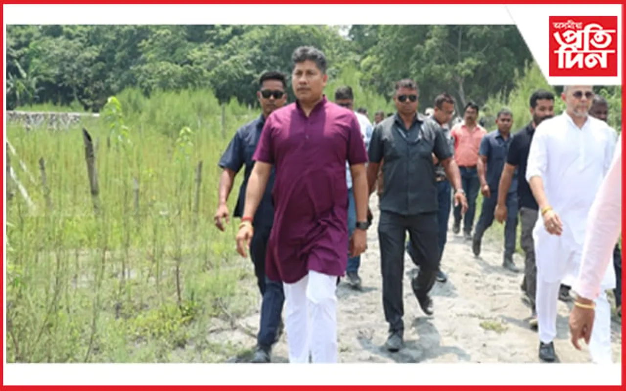 ৰঙিয়া-হাজোত মথাউৰি নিৰ্মাণৰ কাম পৰিদৰ্শন জলসম্পদ মন্ত্ৰী পীযুষ হাজৰীকাৰ...