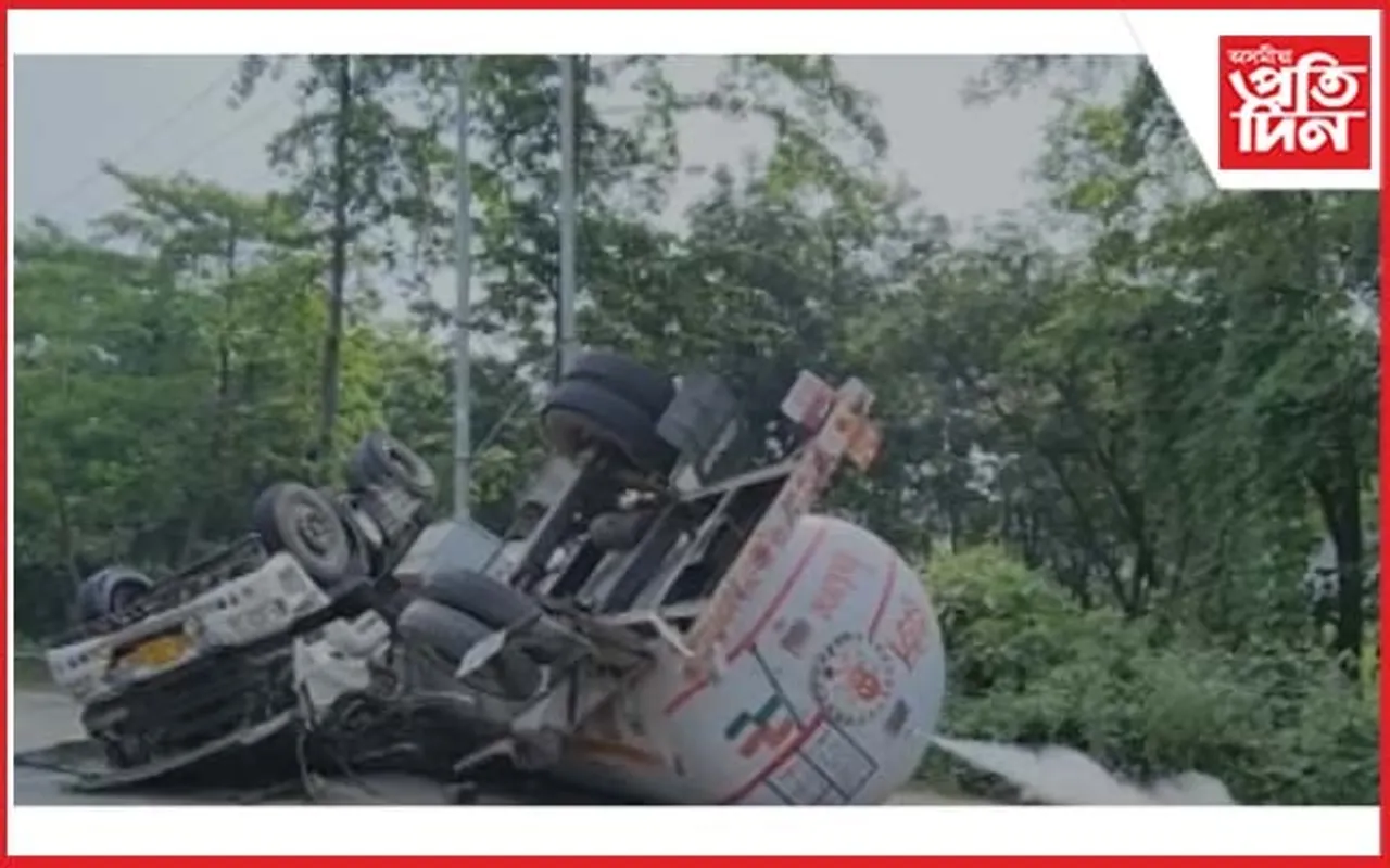সোণাপুৰত দুৰ্ঘটনাগ্রস্ত গেছ পৰিবাহী বাহন