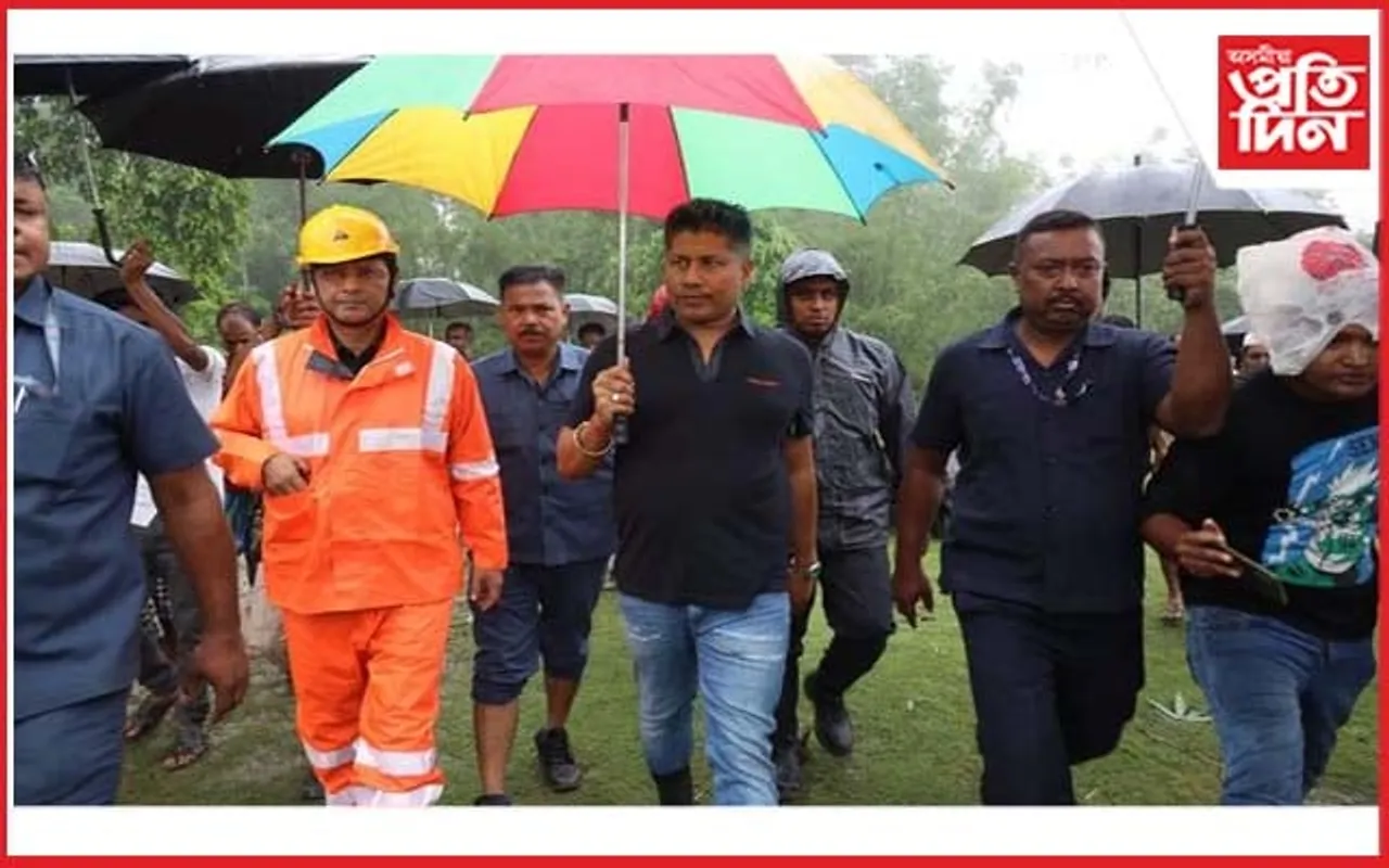 লাহৰীঘাটত ব্ৰহ্মপুত্ৰৰ গৰা খহনীয়া পৰিদৰ্শন মন্ত্ৰী পীযুষ হাজৰিকাৰ...
