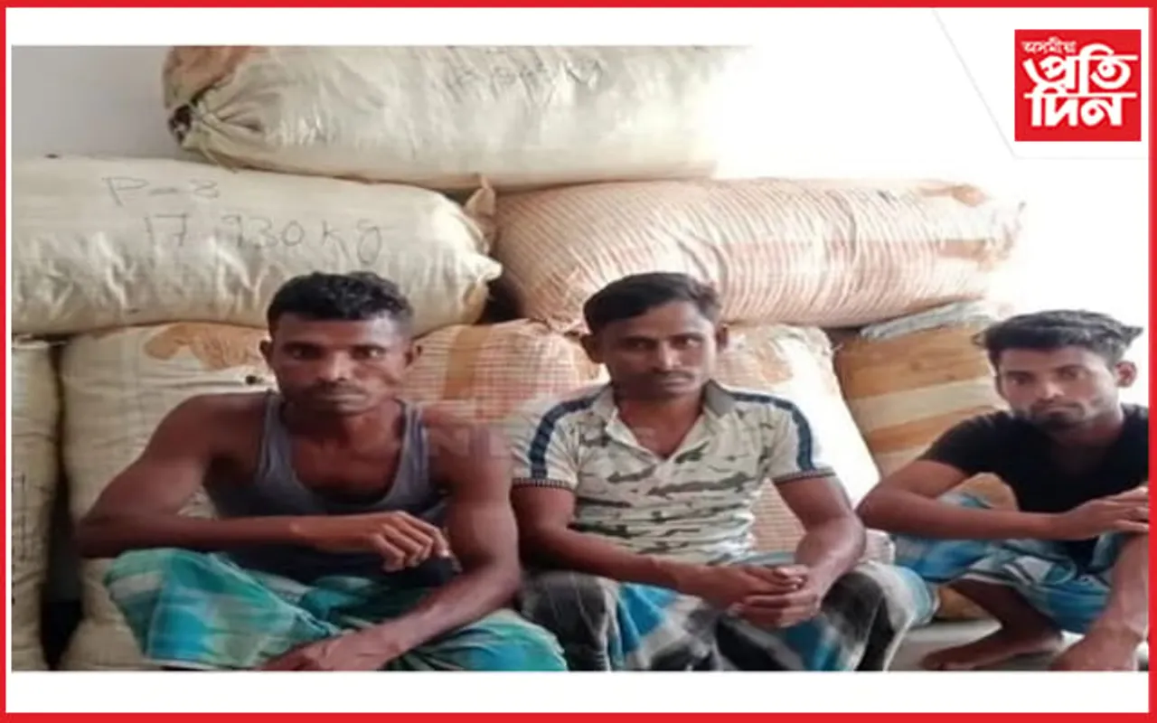 দৰঙত বস্তাই বস্তাই জব্দ গাঞ্জা; গ্ৰেপ্তাৰ তিনিজনক...