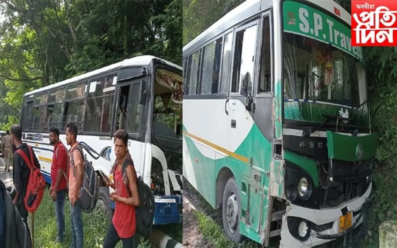 কলিয়াবৰত ৩ খন বাছৰ মাজত সংঘৰ্ষ