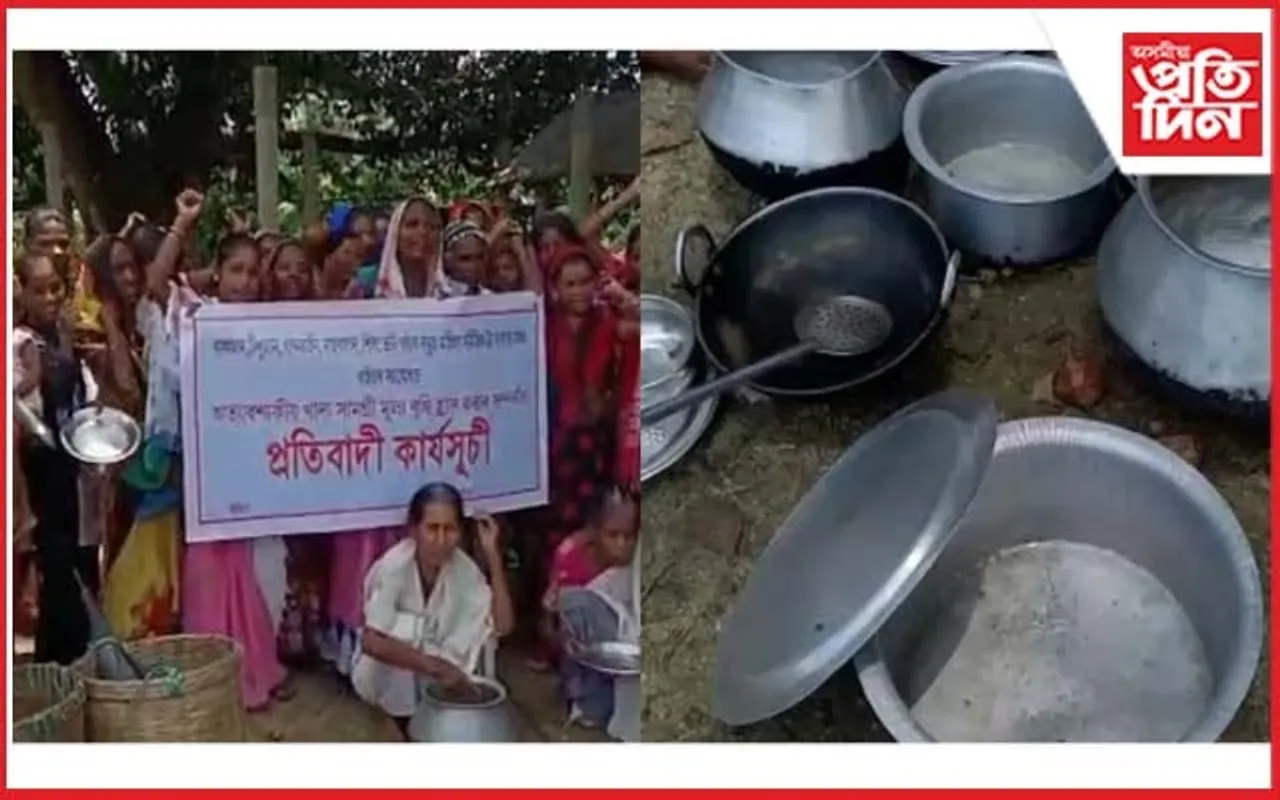  হাতত চৰু, কাঁহি-বাতি লৈ মূল্যবৃদ্ধিৰ প্ৰতিবাদত ওলাই আহিল চাহ শ্ৰমিক