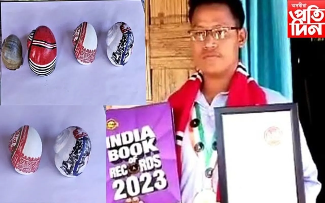 শামুকৰ খোলাত চিত্ৰ অংকন, গোগামুখৰ যুৱকে লাভ কৰিলে ৰাষ্ট্ৰীয় স্বীকৃতি