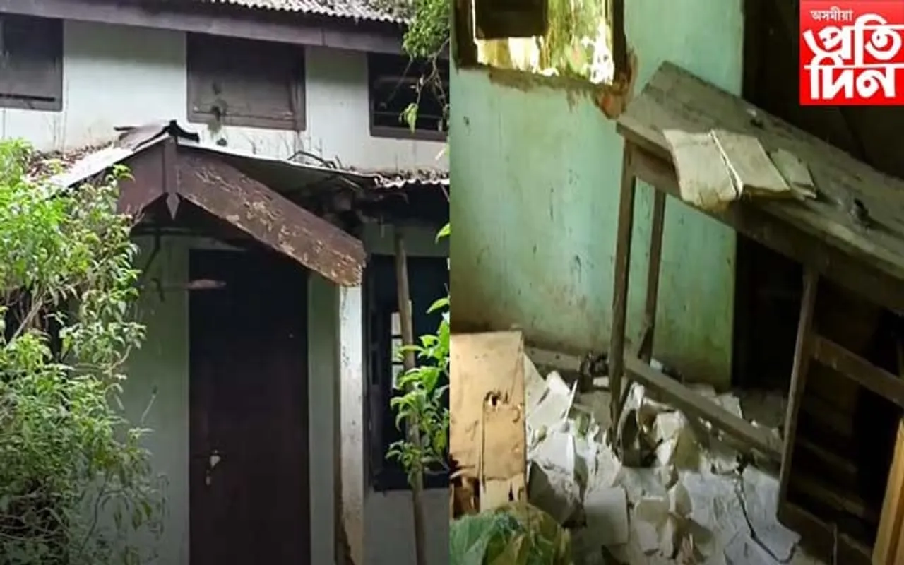 মন্ত্ৰী অতুল বৰাৰ গৃহ সমষ্টিত পশু চিকিৎসালয়ৰ নমুনা, জহি খহি হৈছে সকলো...