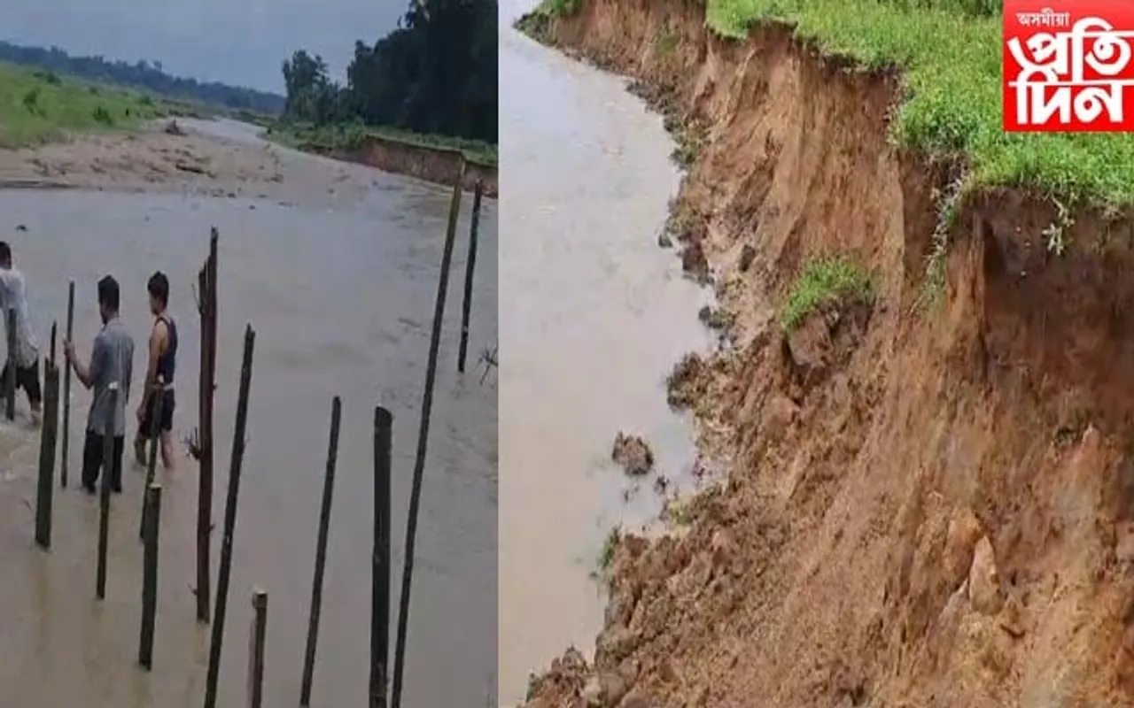 চিলাপথাৰ অঞ্চলৰ চিলি অসমীয়া গাঁৱত পাহাৰীয়া চিলি নদীৰ ভয়ংকৰ খহনীয়া