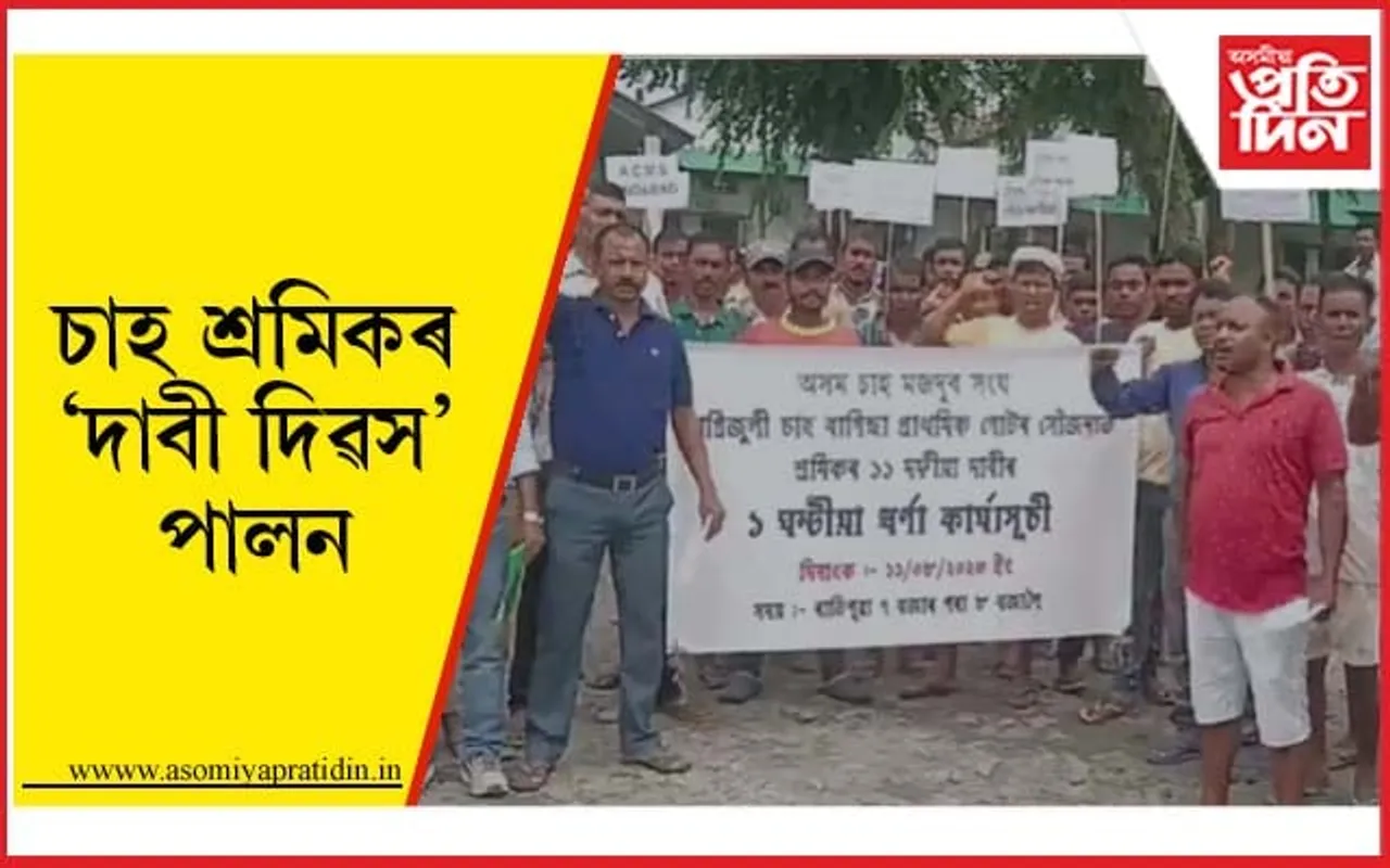 চাহ শ্ৰমিকৰ সমস্যা সমাধানৰ দাবীত নাগ্ৰিজুলী চাহ বাগিছাত দাবী দিৱস পালন...