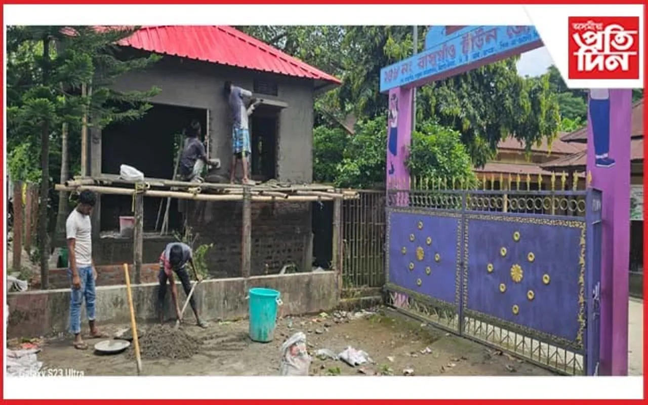 চিৰাঙত খোৱাপানী আচঁনি নিৰ্মাণত নিম্ন মানদণ্ডৰ সামগ্ৰী ব্যৱহাৰ কৰাৰ অভিযোগ