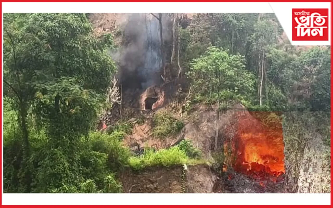 অবৈধ কয়লা খননৰ ভয়ংকৰ পৰিণামঃ ৩ দিন ধৰি অগ্নিকাণ্ড পাটকাই পাহাৰত