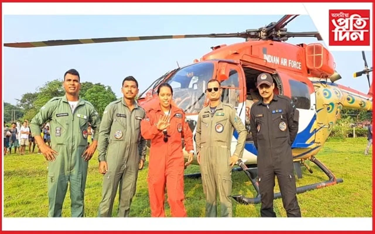 চাপৰত বায়ু সেনাৰ হেলিকপ্টাৰৰ জৰুৰী অৱতৰণ