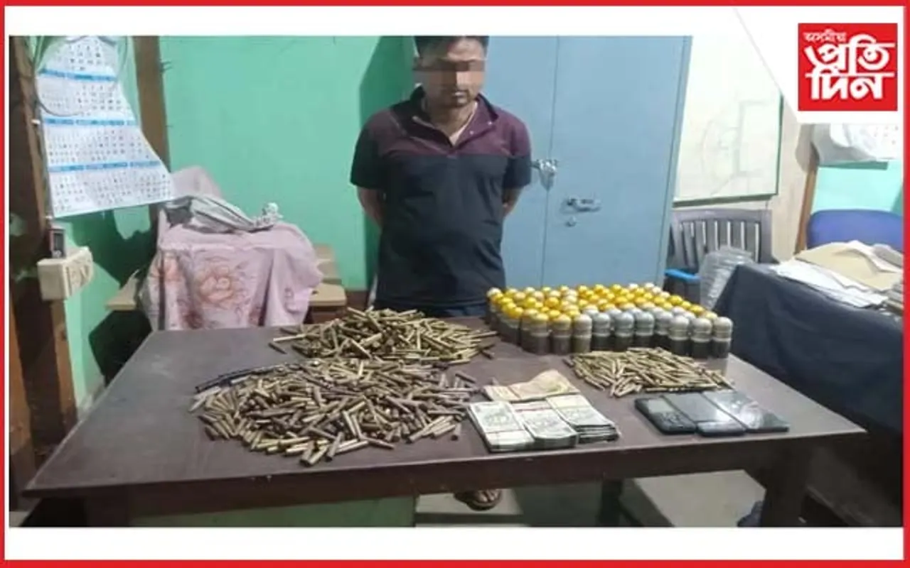মণিপুৰত  বুজন পৰিমাণৰ অবৈধ মাৰণাস্ত্ৰসহ এজন গ্ৰেপ্তাৰ