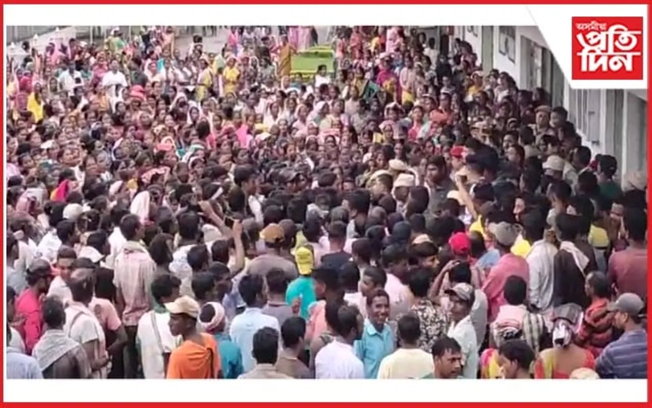 ফুলবাৰী চাহ বাগিচাত উত্তাল প্ৰতিবাদ