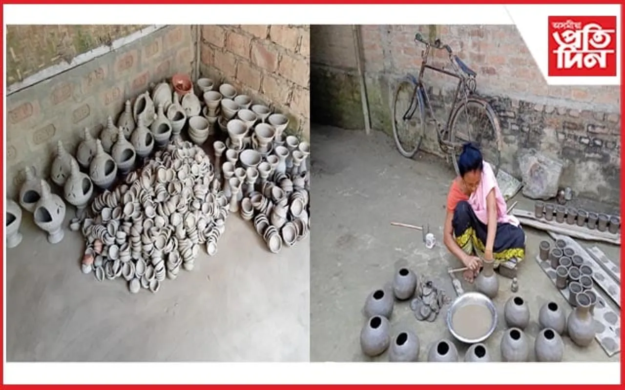 অস্তিত্বৰ সংকটত কাছধৰা কুমাৰ গাঁৱৰ মৃৎ শিল্প