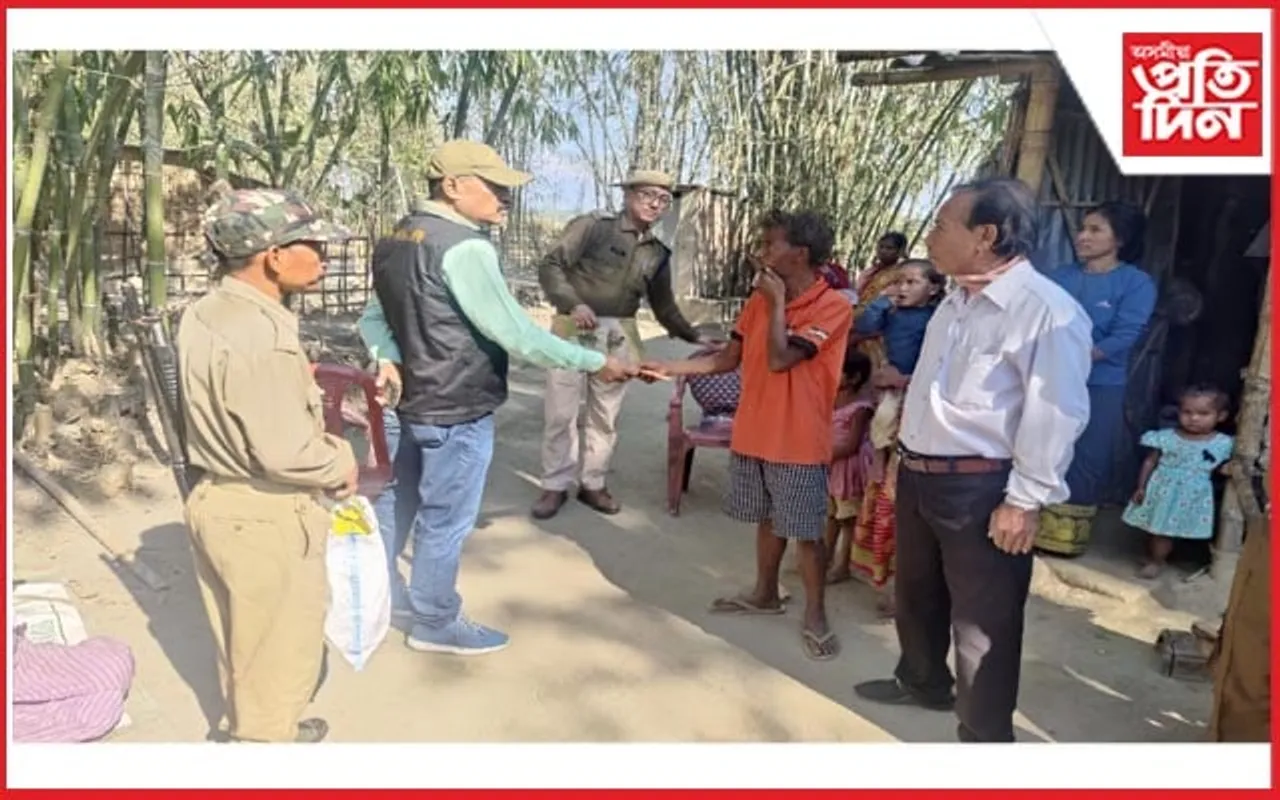  হাতীৰ আক্ৰমণত আহত পৰিয়ালক সাক্ষাৎ বন বিভাগৰ