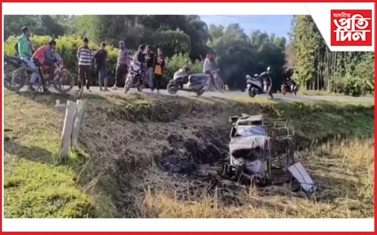 চুৰিৰ অভিযোগ নৃশংভাৱে প্ৰহাৰ অটোচালকক, একাংশই জ্বলাই দিলে বাহন