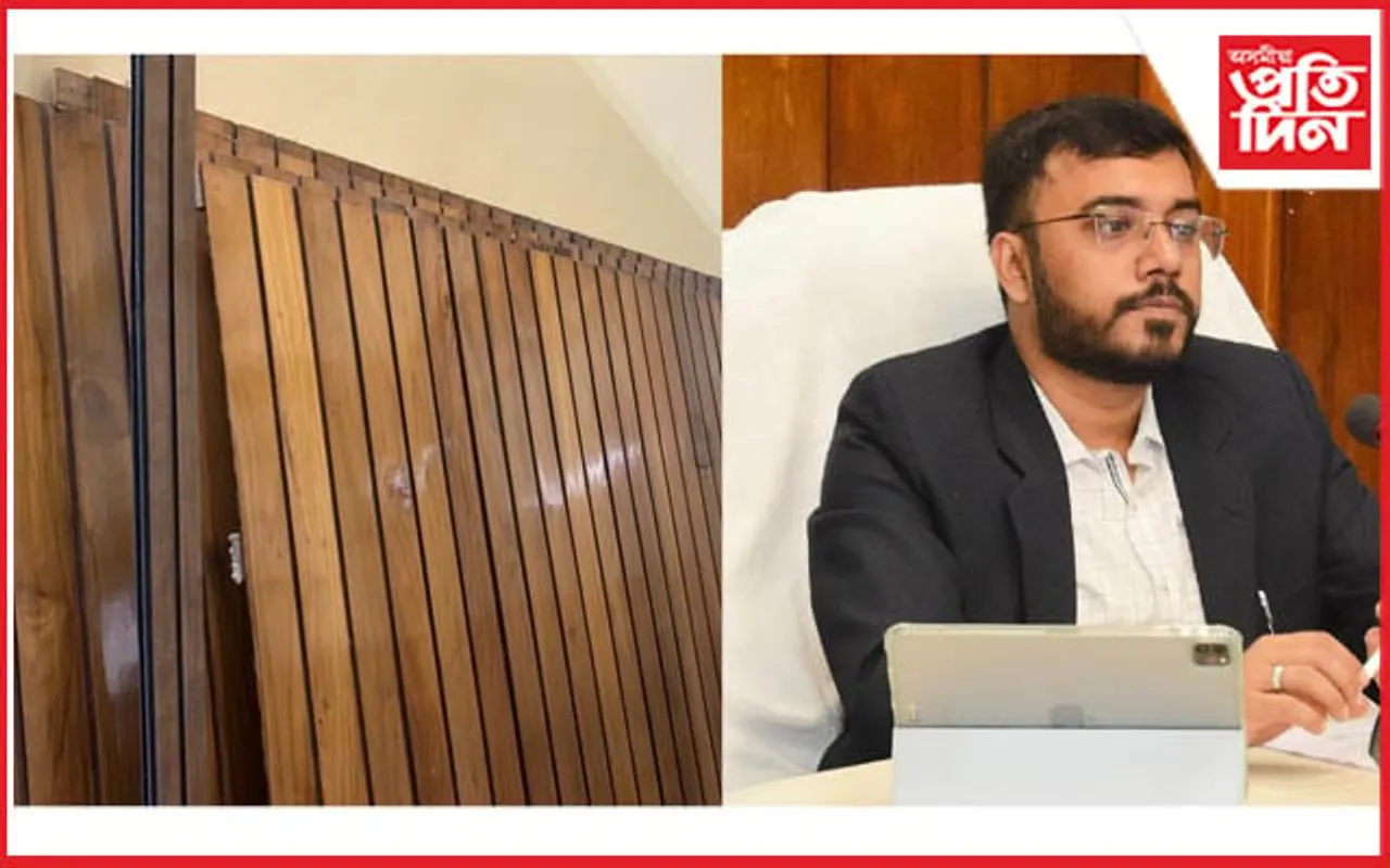 মূল্যবান চেগুন কাঠ আঁতৰাই প্লাষ্টিকেৰে কাৰ্যালয়ৰ নিজা কোঠা সজাইছে নগাঁৱৰ আয়ুক্তই.. 
