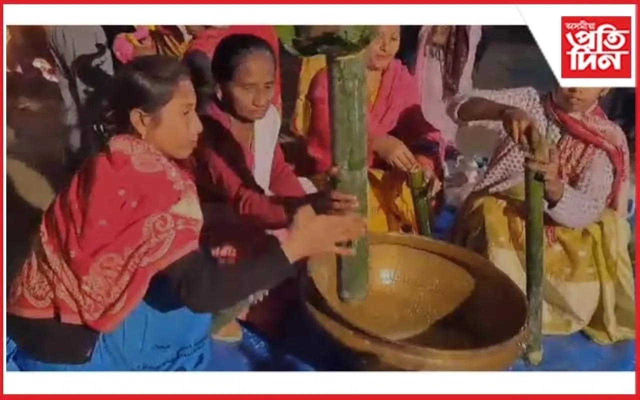 ঐতিহ্য ধৰি ৰাখি গুৱাল গাঁৱবাসীয়ে উদযাপন কৰিলে চুঙা চাউল খোৱা পৰ্ব