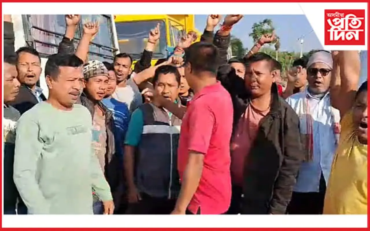 তিতাবৰৰ নগাবাটত গাড়ী চালকৰ উত্তাল প্ৰতিবাদ...
